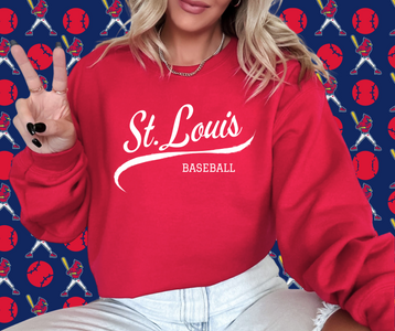 St Louis White Script Red Graphic Sweatshirt - The Red Rival