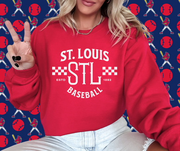 Vintage St. Louis Baseball Red Graphic Sweatshirt - The Red Rival
