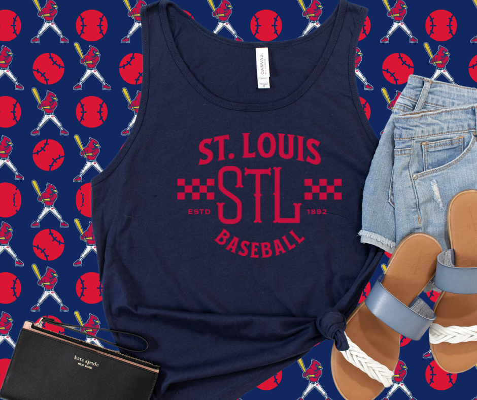 Vintage St. Louis Baseball Navy Graphic Tank - The Red Rival