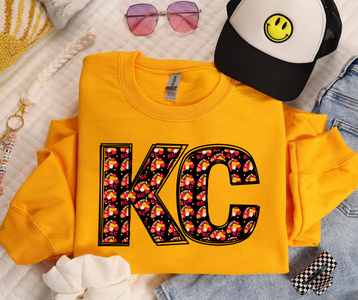 KC Daisy Pattern Gold Graphic Sweatshirt - The Red Rival