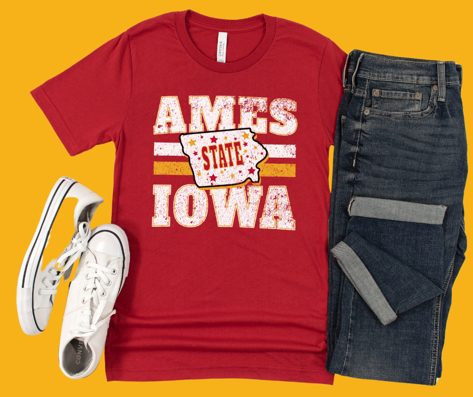 Distressed Ames Iowa Maroon Tee - The Red Rival