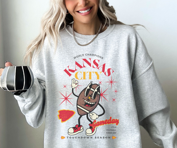 PREORDER** Kansas City Football Arrowhead Sleeve Ash Sweatshirt