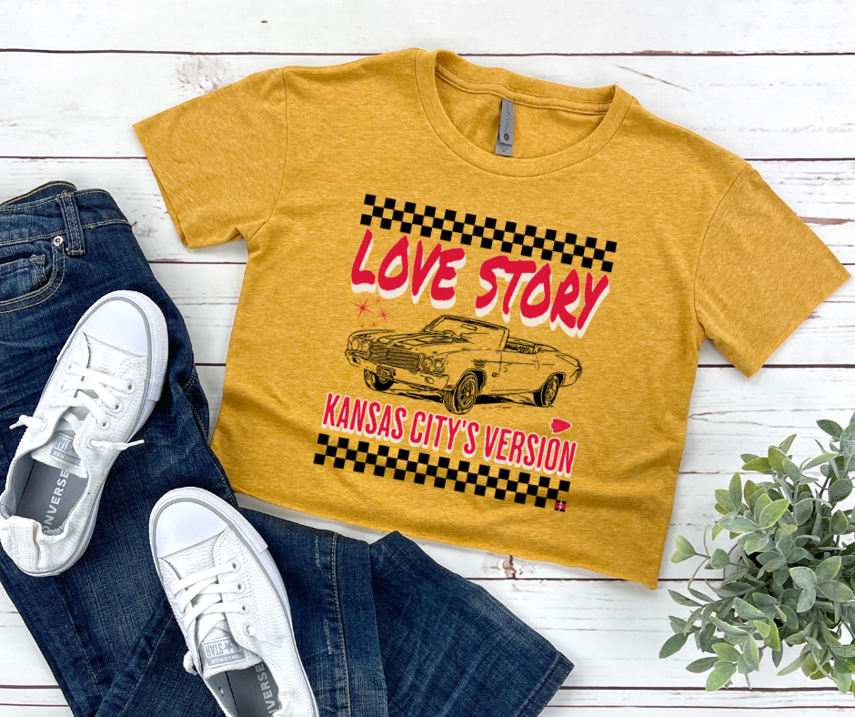 Kansas City Love Story Gold Crop Graphic Tee - The Red Rival