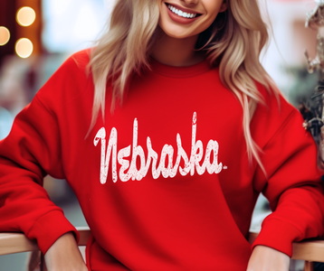 Nebraska Script Red Sweatshirt - The Red Rival