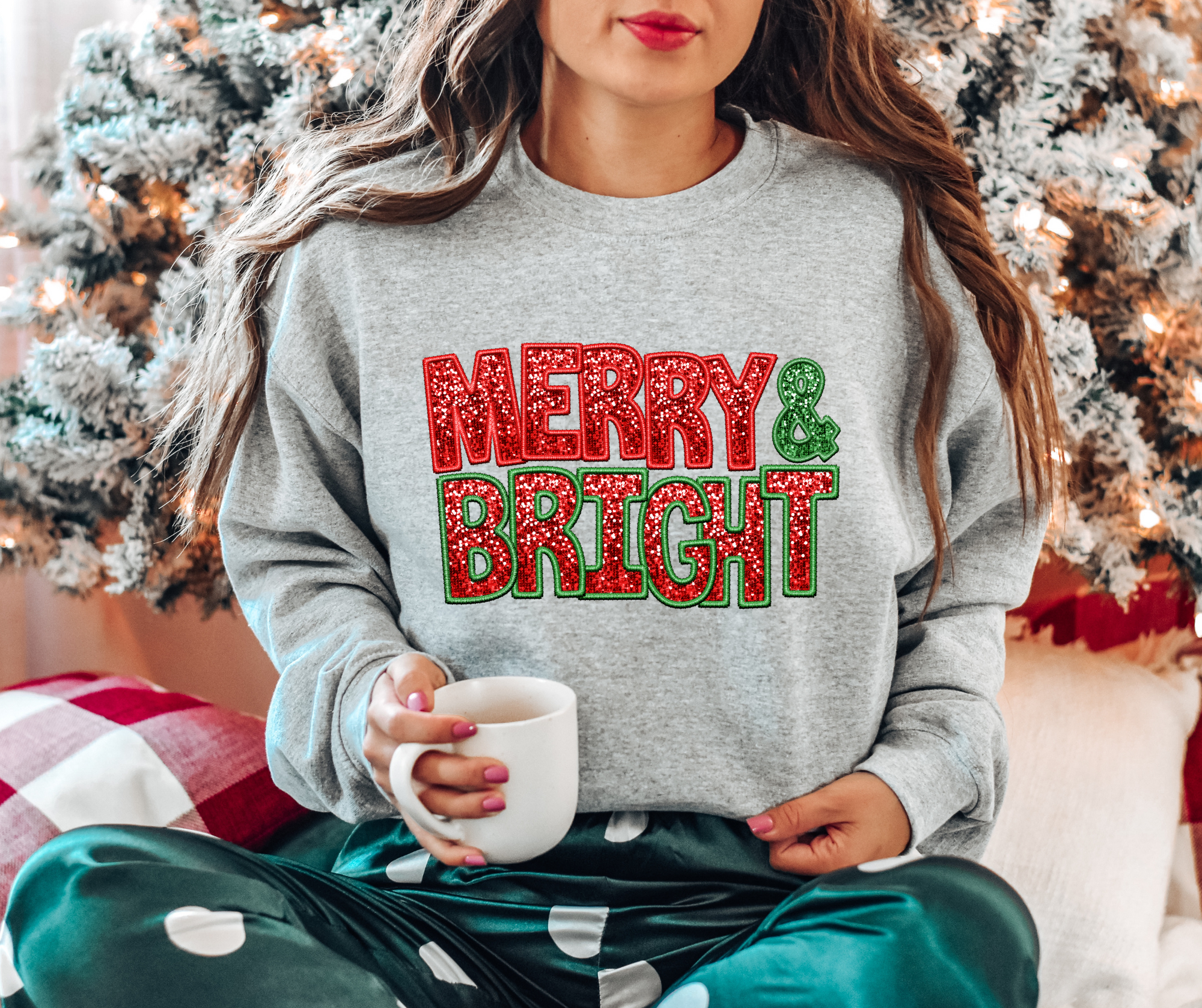 Merry & Bright Grey Sweatshirt - The Red Rival