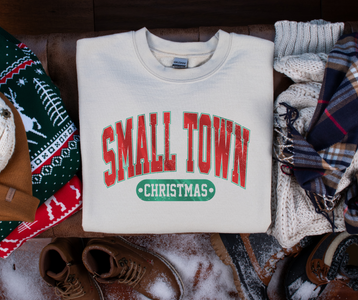 Small Town Christmas Tan Sweatshirt - The Red Rival