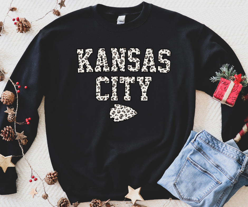 Leopard Kansas City Black Sweatshirt - The Red Rival