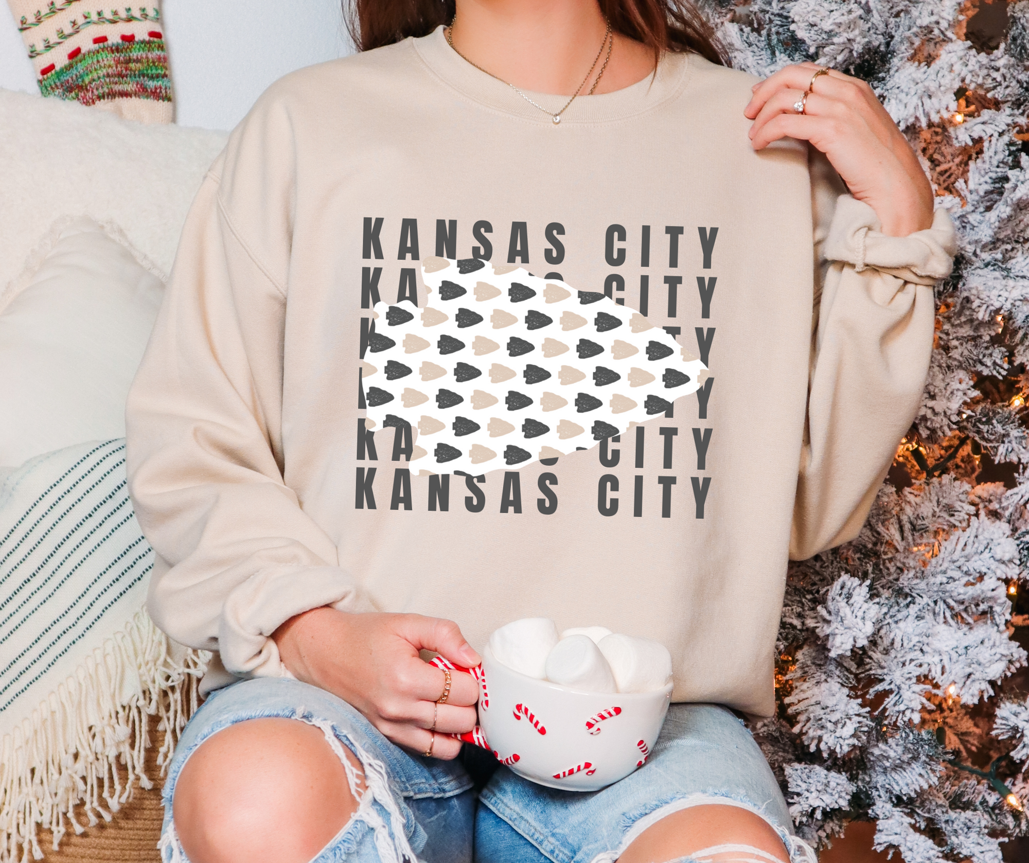 Neutral Kansas City Repeat w/ Arrowhead Tan Sweatshirt