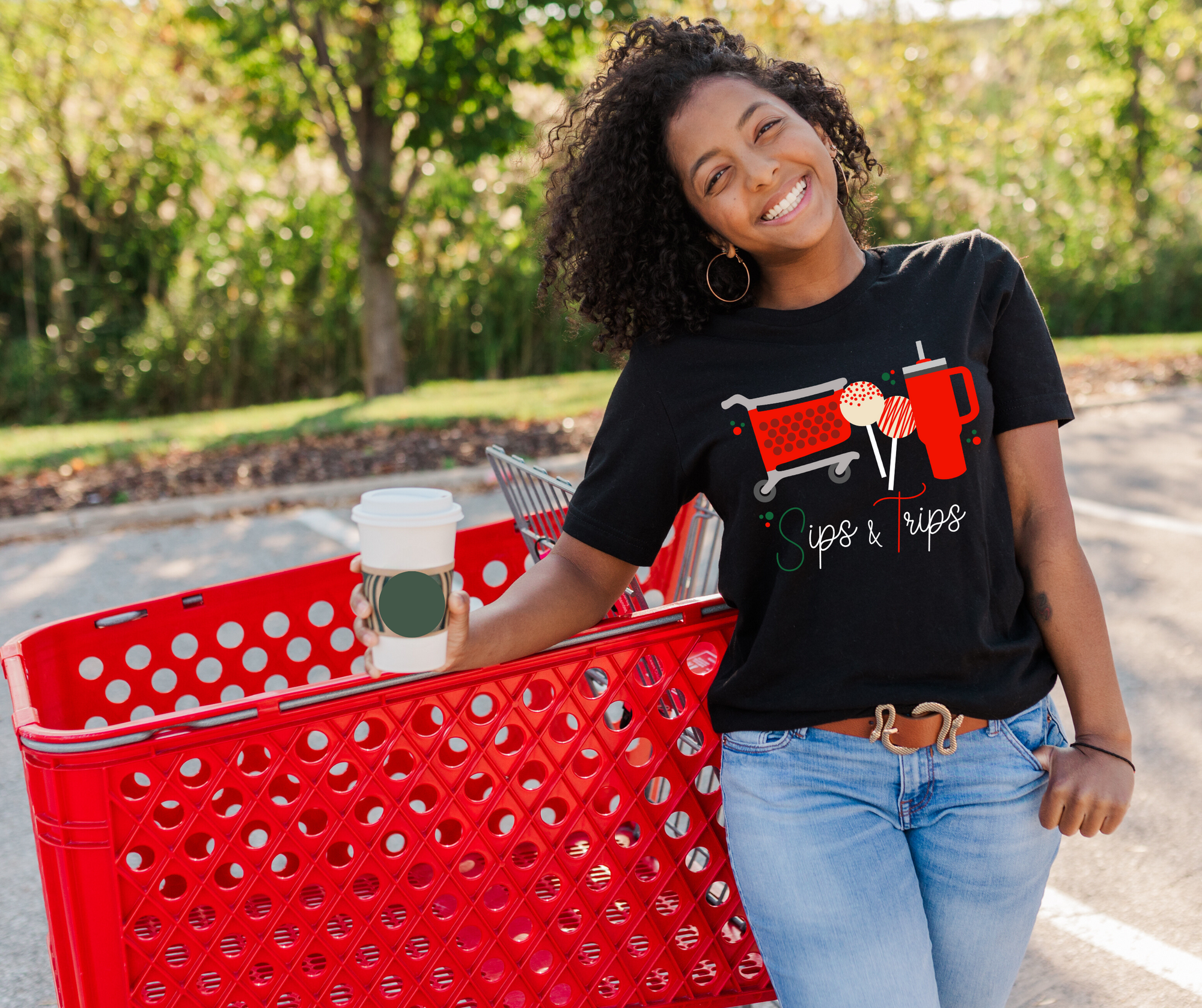 Red Sips & Trips Black Graphic Tee - The Red Rival