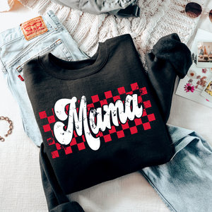 Retro Checkered Mama Black Sweatshirt - The Red Rival