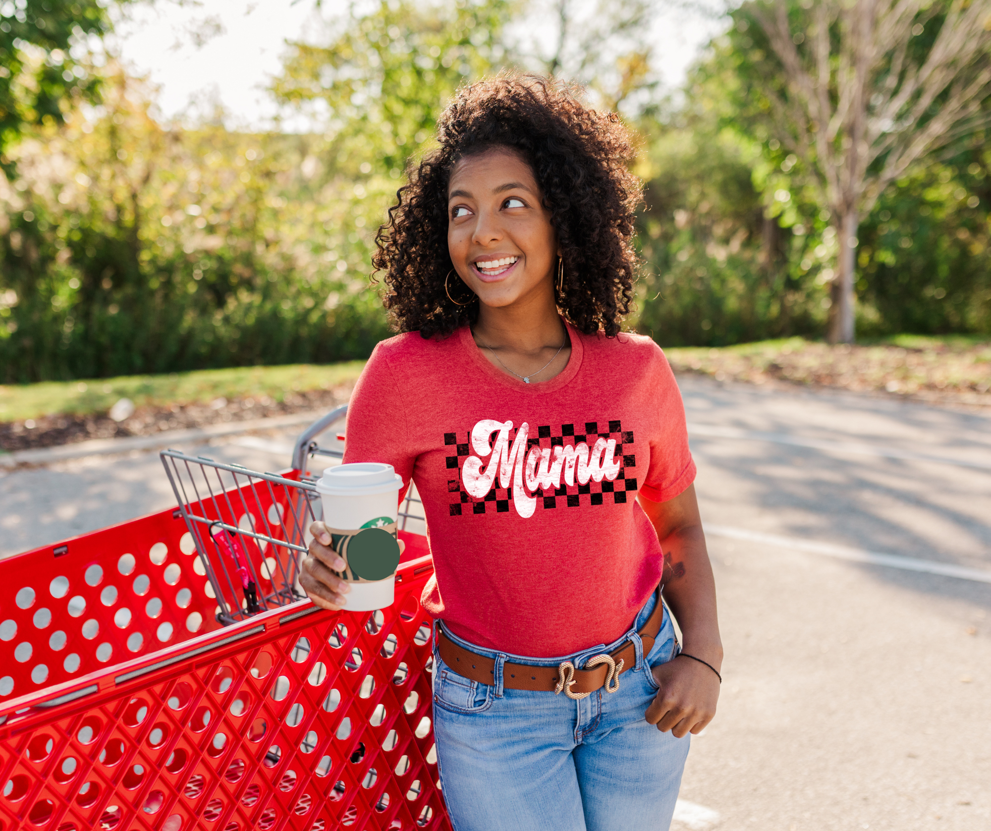 Retro Checkered Mama Red Graphic Tee - The Red Rival