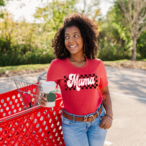 Retro Checkered Mama Red Graphic Tee - The Red Rival