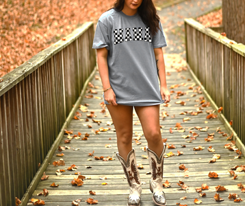 Checkered Mama Grey Tee - The Red Rival