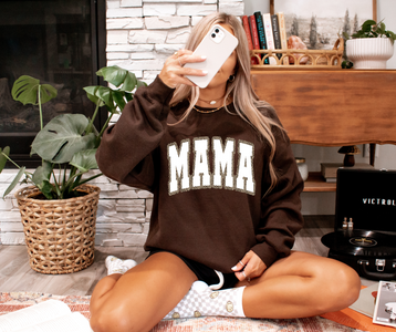 Mama Leopard Outlined Brown Sweatshirt - The Red Rival