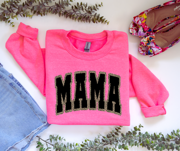 Mama Leopard Outlined Neon Pink Sweatshirt - The Red Rival
