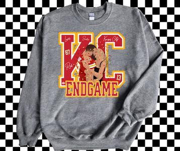 Travis & Taylor Confetti KC Endgame Grey Graphic Sweatshirt - The Red Rival