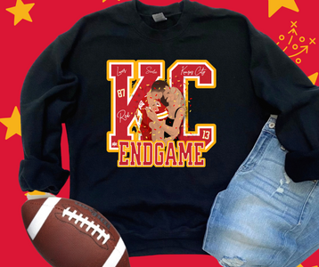 Travis & Taylor Confetti KC Endgame Black Graphic Sweatshirt - The Red Rival