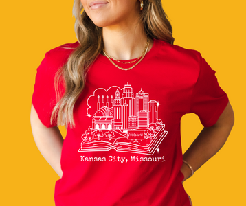 Kansas City Skyline Outline Red Tee - The Red Rival