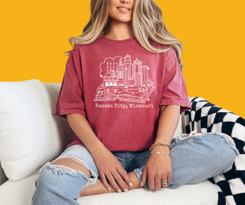 Kansas City Skyline Outline Crimson Tee - The Red Rival