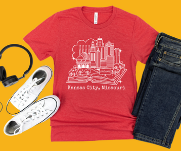 Kansas City Skyline Outline Heather Red Tee - The Red Rival