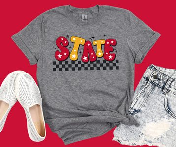 Retro Maroon & Gold Star STATE Grey Tee - The Red Rival