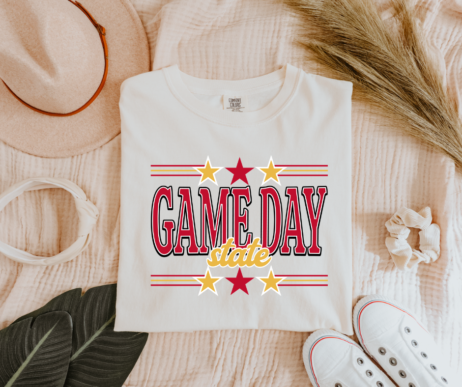 Game Day State Maroon & Gold 3-Star Iowa State Ivory Tee - The Red Rival