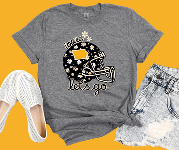 Iowa Let's Go Black/Gold Iowa Daisy Helmet Grey Tee - The Red Rival