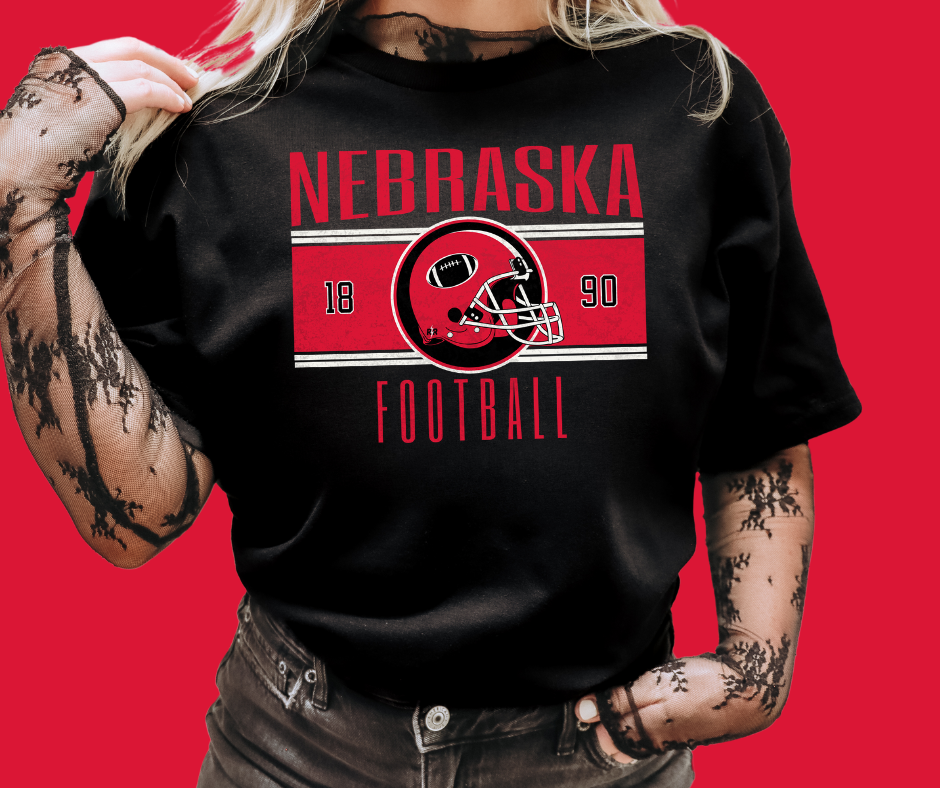 Vintage Red & Black Nebraska Football Black Tee - The Red Rival