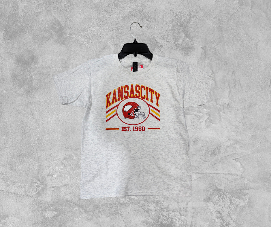 READY TO SHIP - Kansas City Est 1960 Helmet Ash Tee (FINAL SALE)