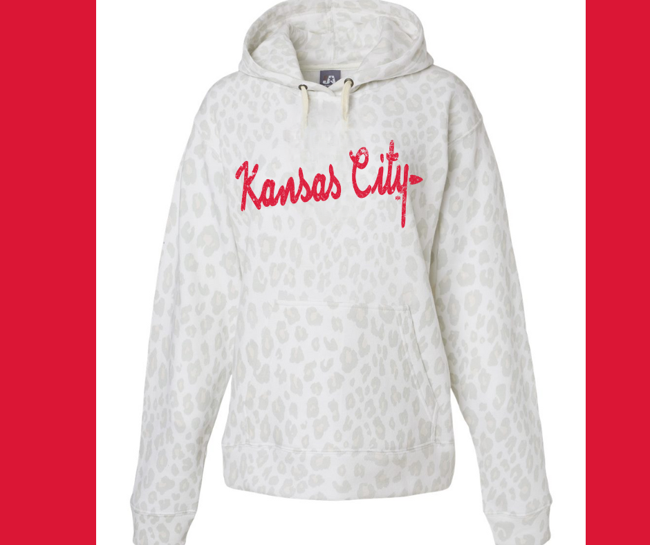Red Kansas City Script Snow Leopard Hoodie - The Red Rival
