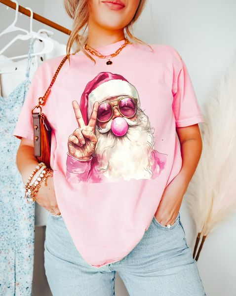 BLACK FRIDAY DEAL PRICE - Bubblegum Santa Light Pink Tee FINAL SALE - Tees - The Red Rival