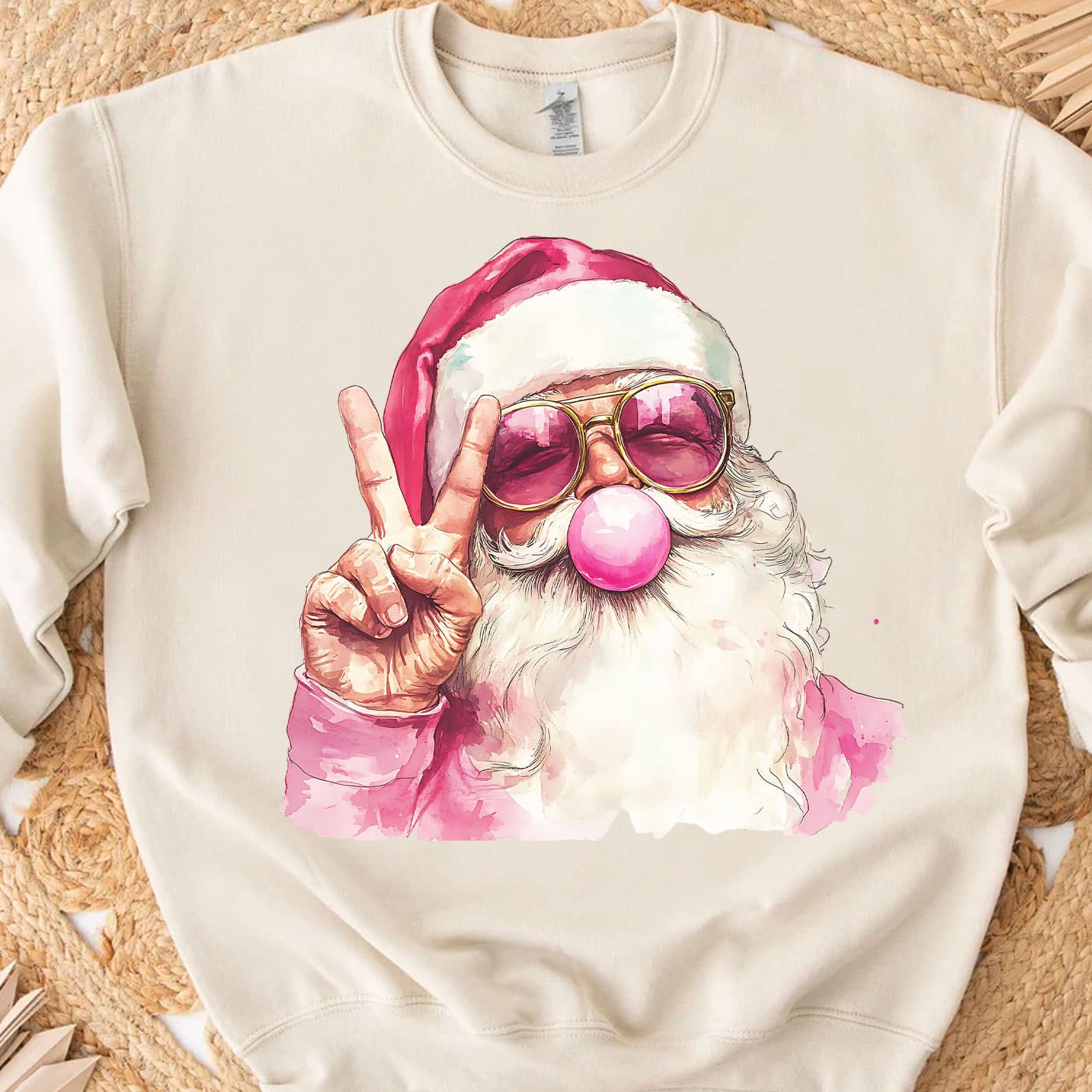 BLACK FRIDAY DEAL PRICE - Bubblegum Santa Tan Sweatshirt FINAL SALE - Tees - The Red Rival