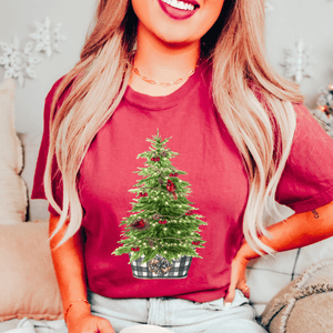 Cardinal Christmas Tree on Crimson Tee - Graphic Tee - The Red Rival