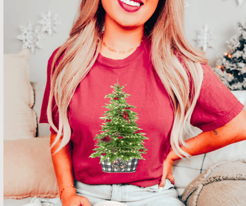 Cardinal Christmas Tree on Crimson Tee - Graphic Tee - The Red Rival