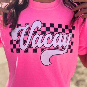 Checkered Vacay (Pick your tee color) - Graphic Tee - The Red Rival