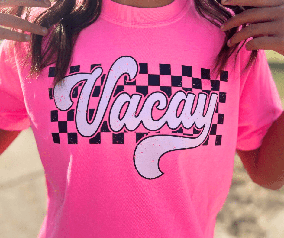 Checkered Vacay (Pick your tee color) - Graphic Tee - The Red Rival