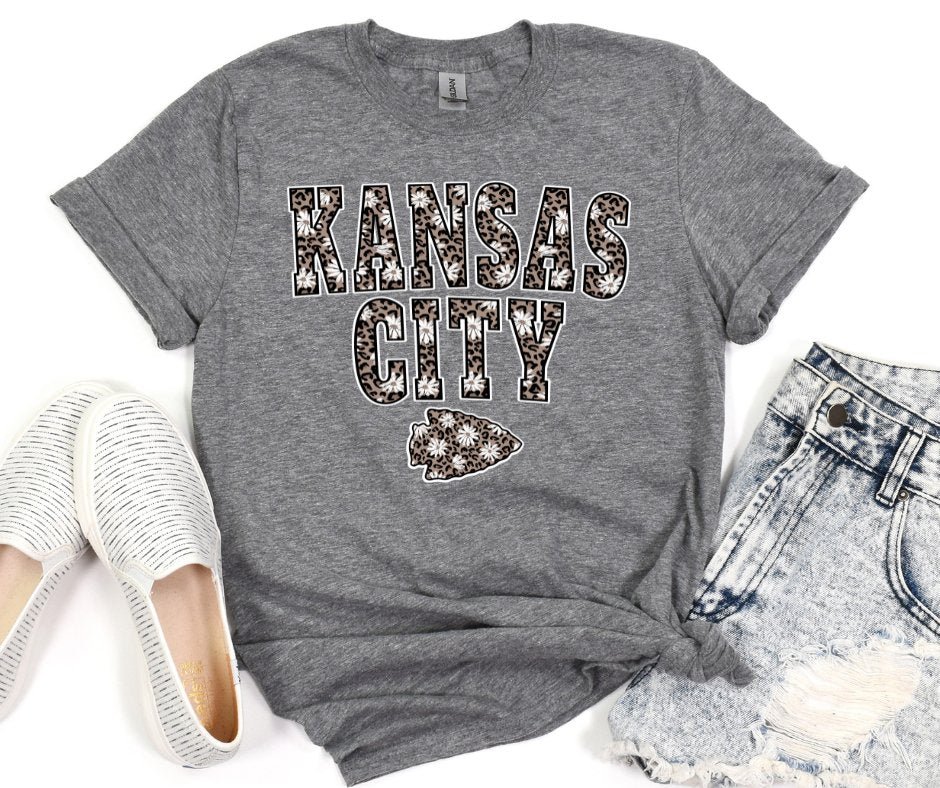 Daisy Leopard Kansas City Arrowhead Tee (Select Your Color) - Tees & Sweatshirts - The Red Rival