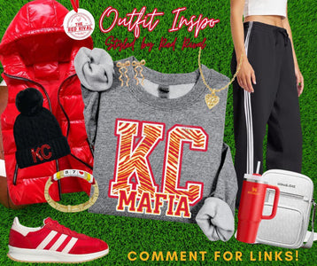 Distressed KC MAFIA Retro Red/Gold Zebra Print Grey Tee or Sweatshirt - Tees - The Red Rival