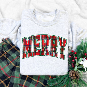 FLASH SALE PRICE - Plaid MERRY ASH Sweatshirt or Tshirt (FINAL SALE) - Wholesale - The Red Rival