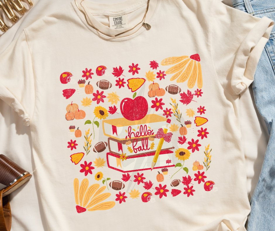 Hello Fall KC Colors Teacher Ivory Tee - Graphic Tee - The Red Rival