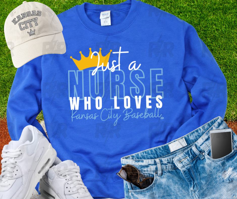 Just a Nurse Who Loves Kansas City Baseball Royal Blue Sweatshirt