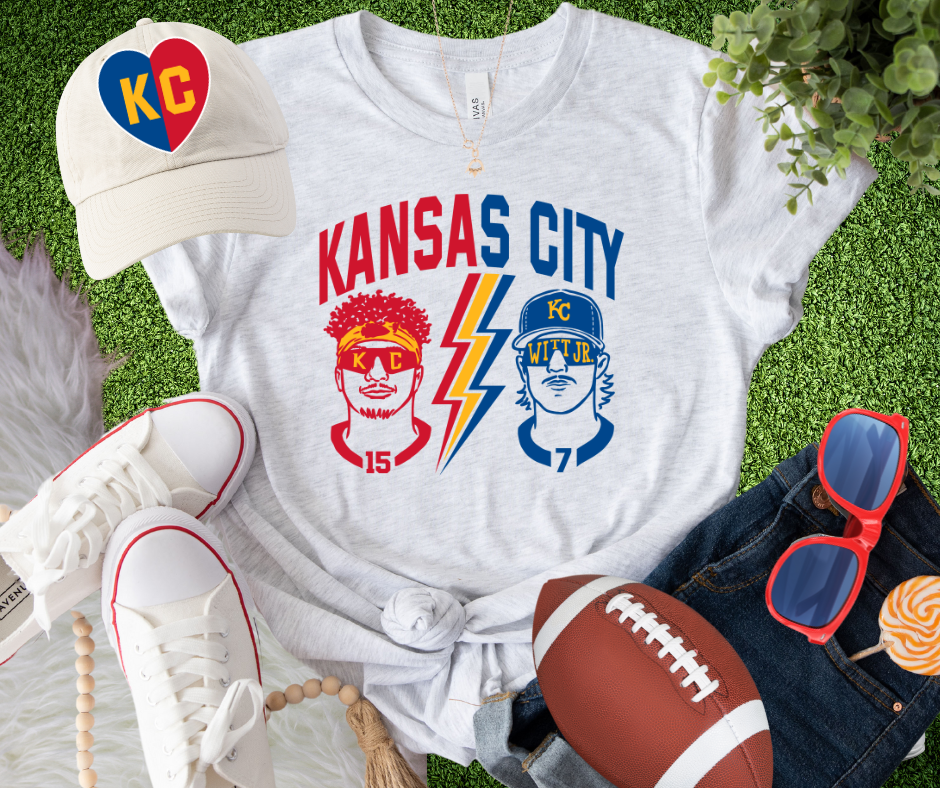 Baseball & Football Combo Mahomes/Witt Jr Ash Tee