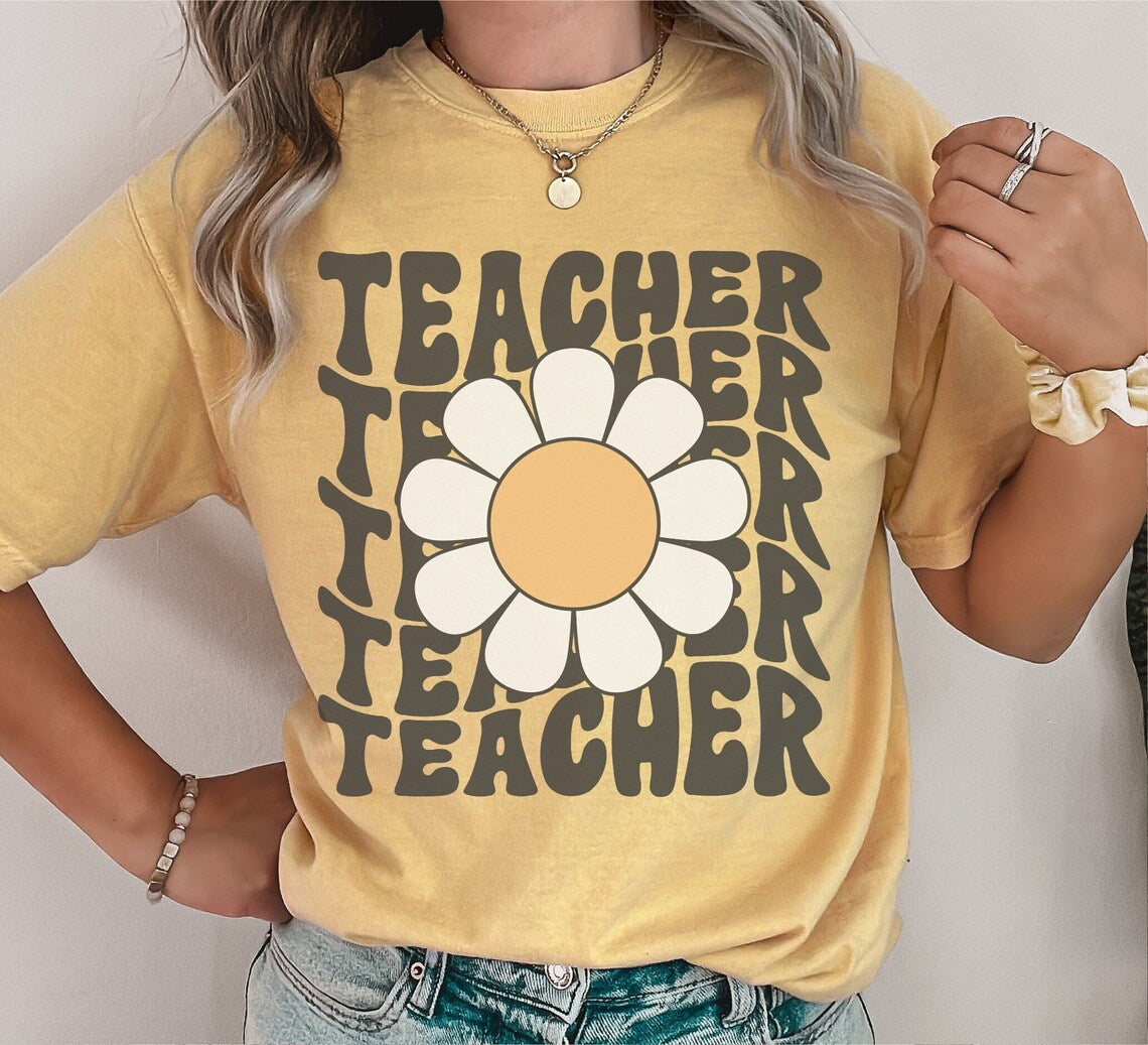 Teacher Repeat Daisy Gold Tee