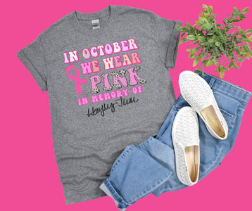 In October We Wear Pink In Memory of Hayley June Grey Tee (FINAL SALE) - Tees - The Red Rival