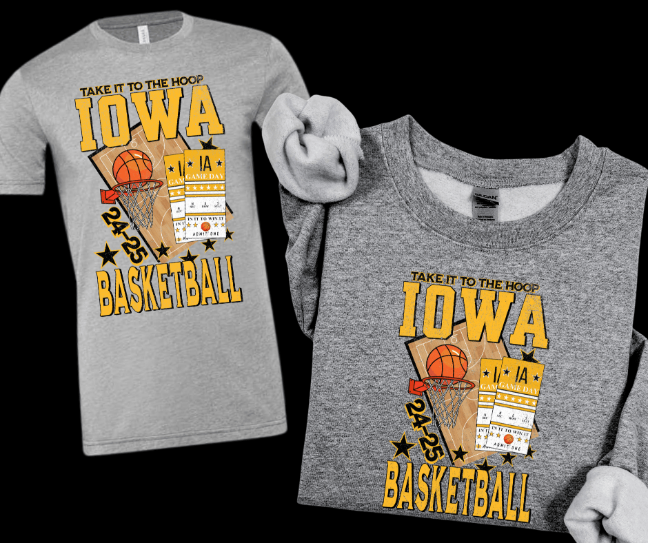 IOWA (BLACK & GOLD) Basketball Tickets GREY Tee or Sweatshirt - Tees - The Red Rival