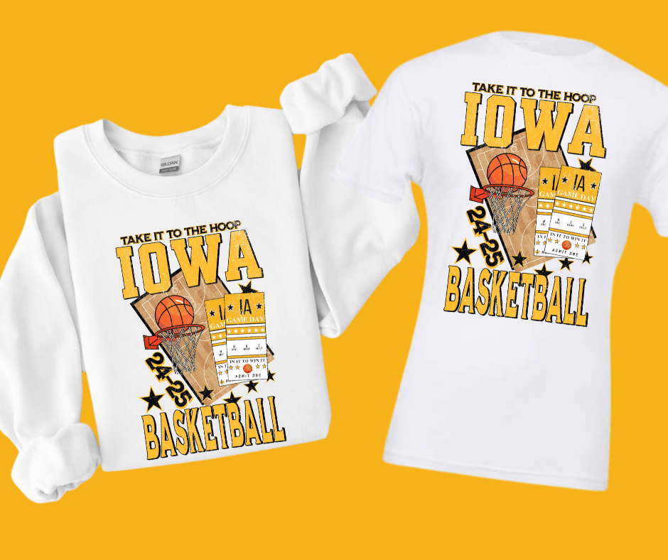 IOWA (BLACK & GOLD) Basketball Tickets WHITE Sweatshirt or Tee - Wholesale - The Red Rival