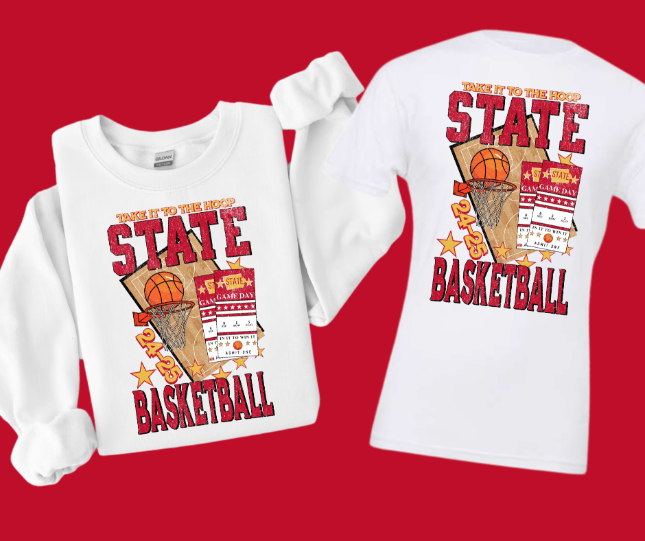 IOWA St (MAROON) Basketball Tickets WHITE Sweatshirt or Tee - Wholesale - The Red Rival