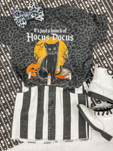 It's Just a Bunch of Hocus Pocus Black Cat Black Leopard Tee - Apparel & Accessories - The Red Rival