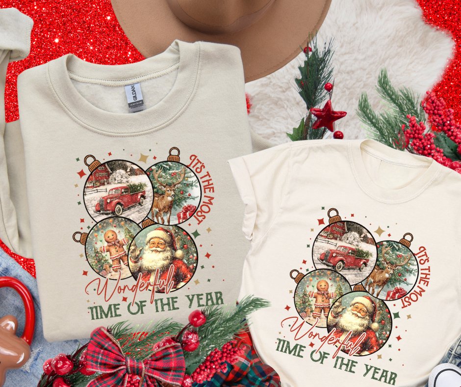 It's The Most Wonderful Time of The Year Retro Ornaments Sweatshirt or Tshirt (FINAL SALE) - Wholesale - The Red Rival