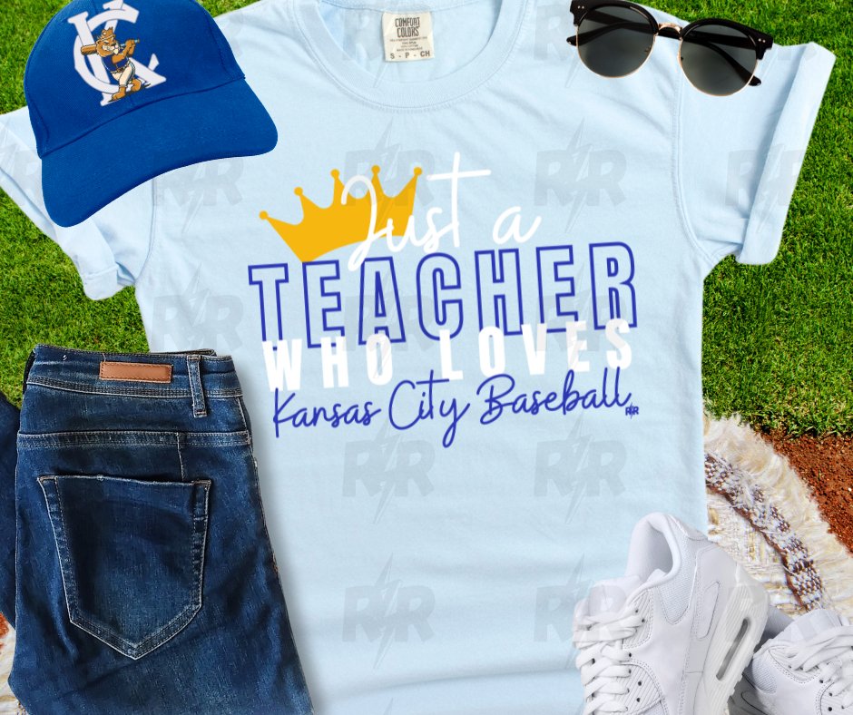 Just a Teacher Who Loves Kansas City Baseball Light Blue Tee - Tees - The Red Rival